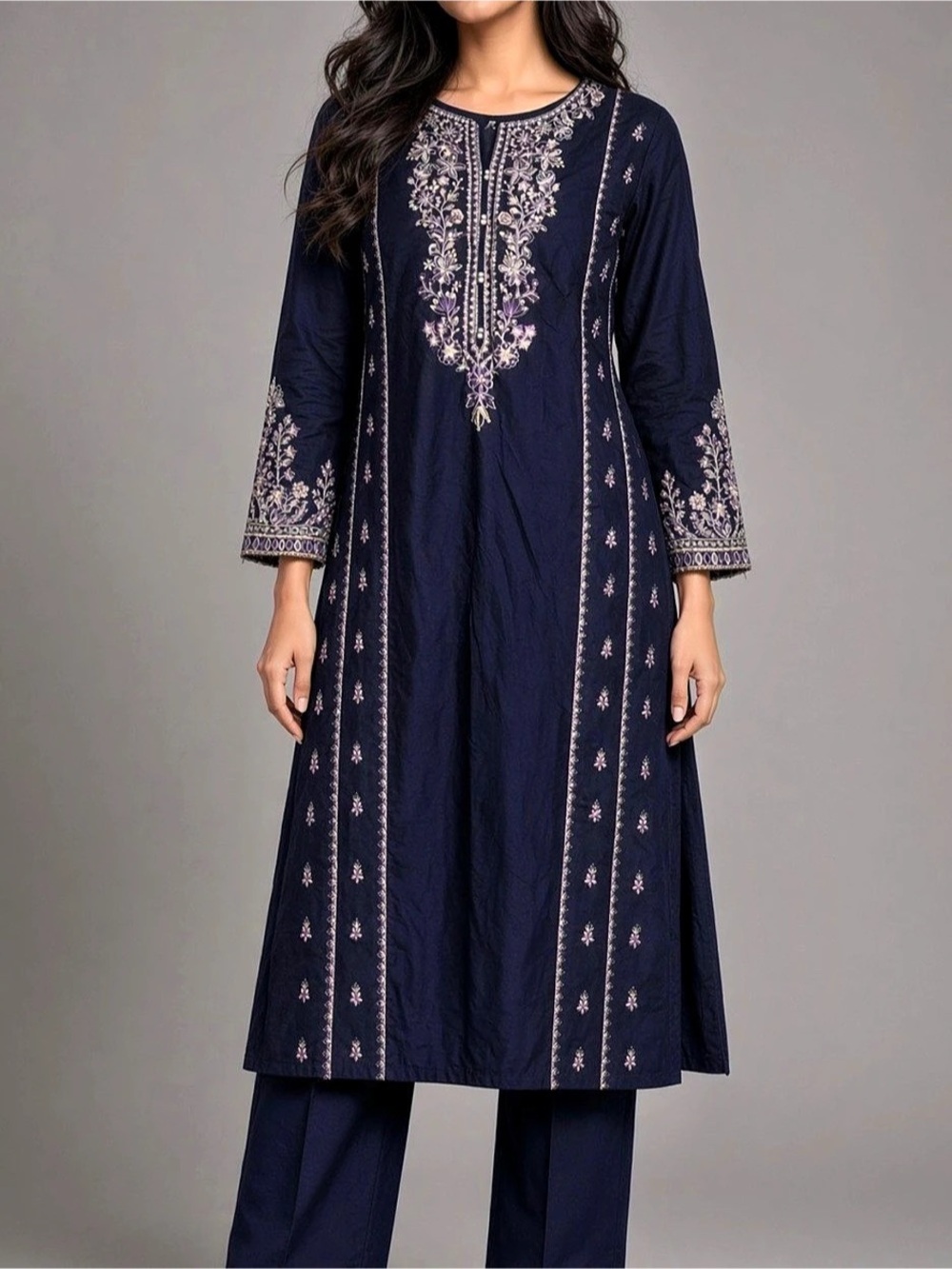 Embroidered Blue Kurta